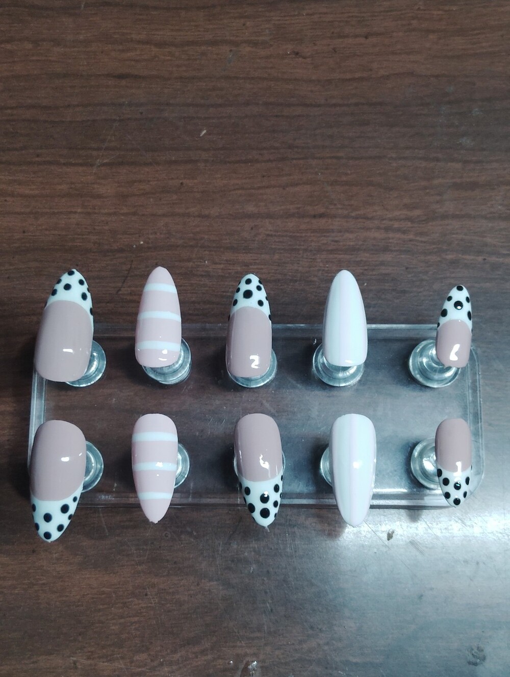 Handmade Nude, Pink and White Press Ons